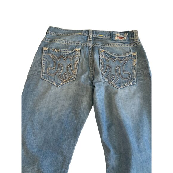Mek Denim Mens Size 36x34  Acapulco Straight Leg Jeans Distress Blue Denim - Picture 4 of 5